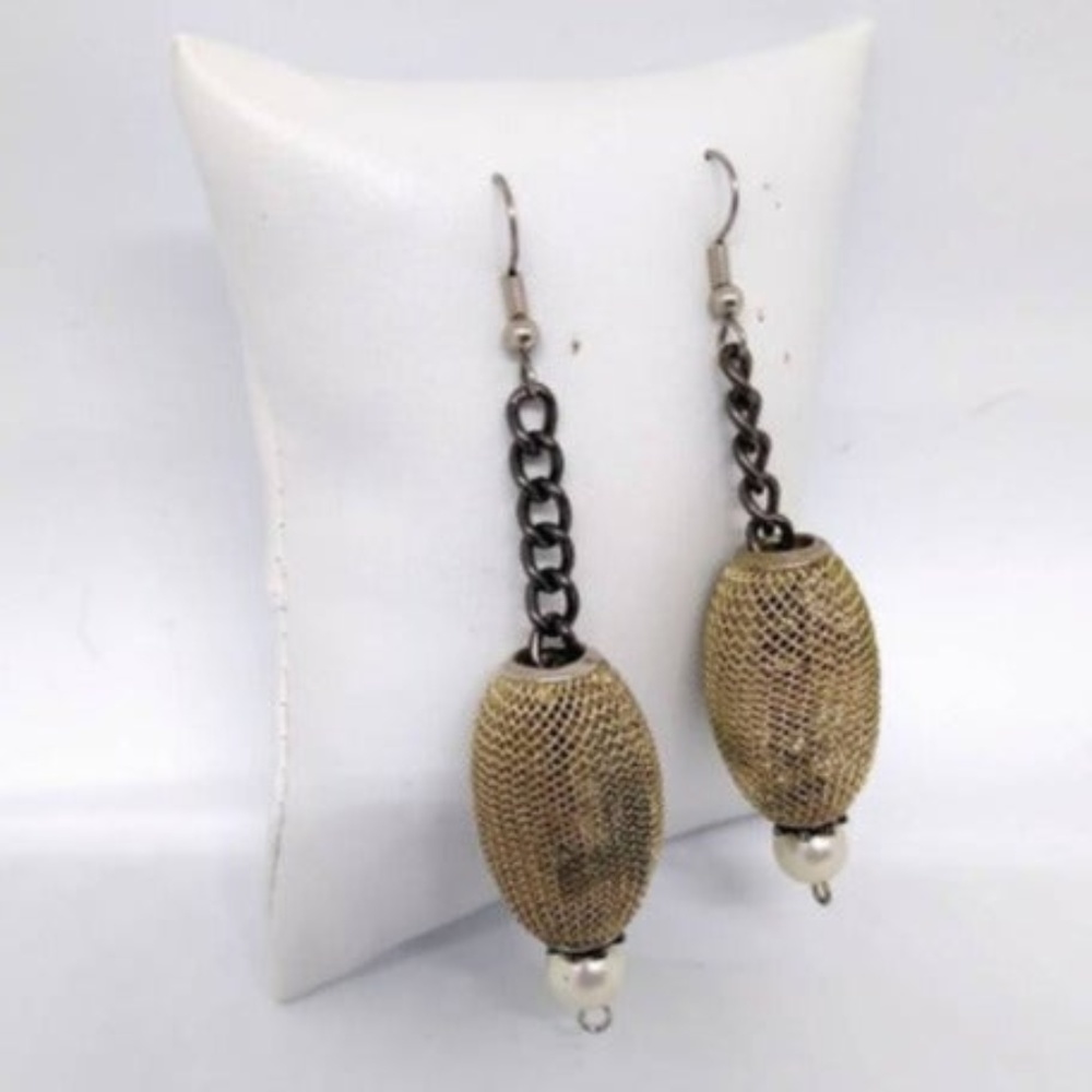 Silver rustic Silver chain Earrings